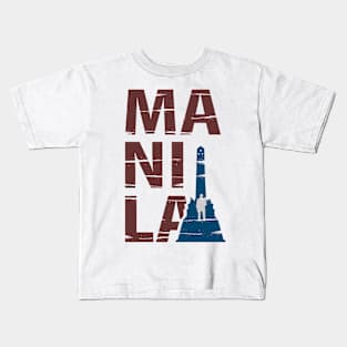 Manila typography with Luneta Rizal Park Manila Kids T-Shirt